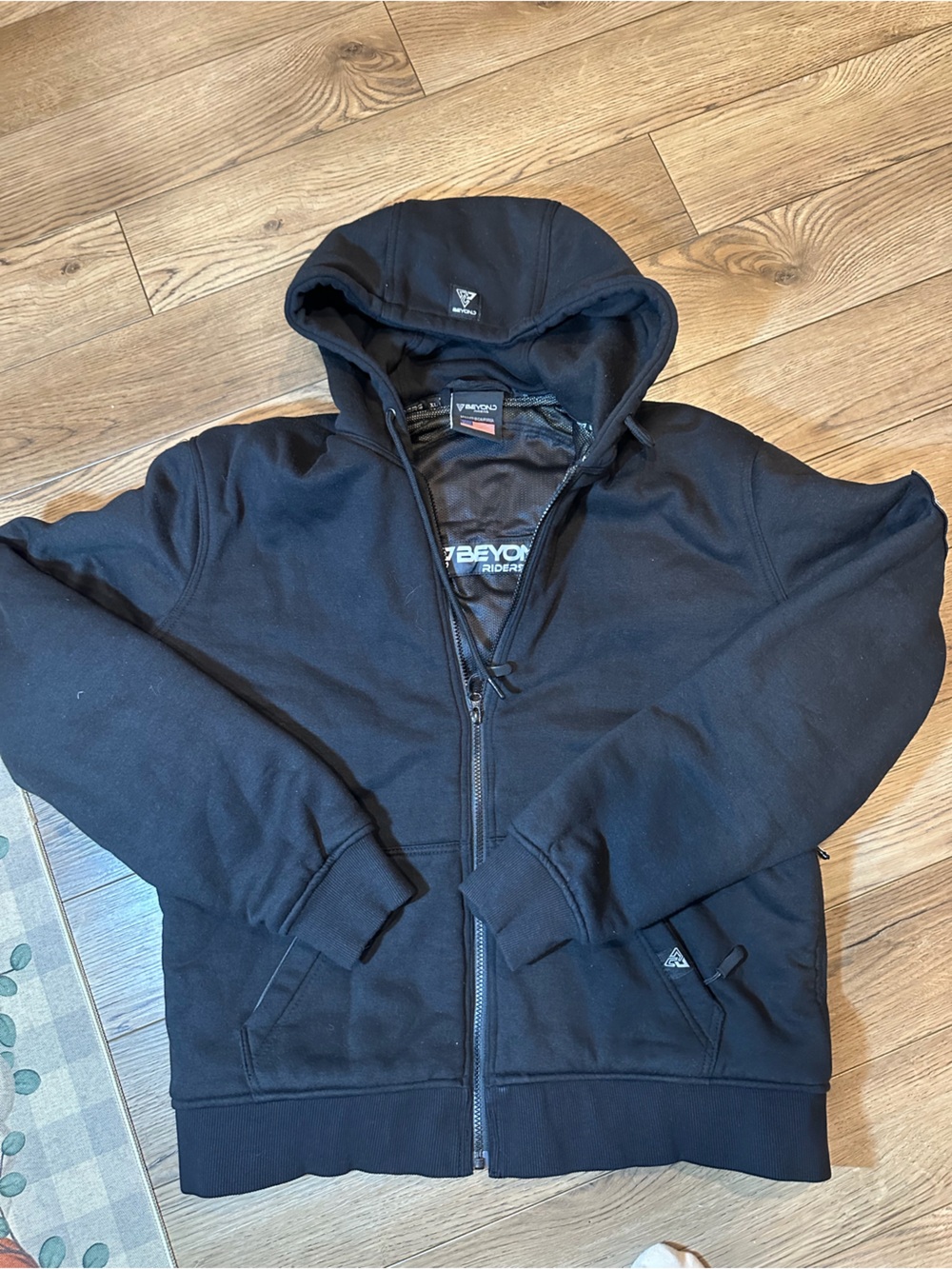 Beyond Riders Men's Black Full-Zip Hooded motorcycle Performance Jacket